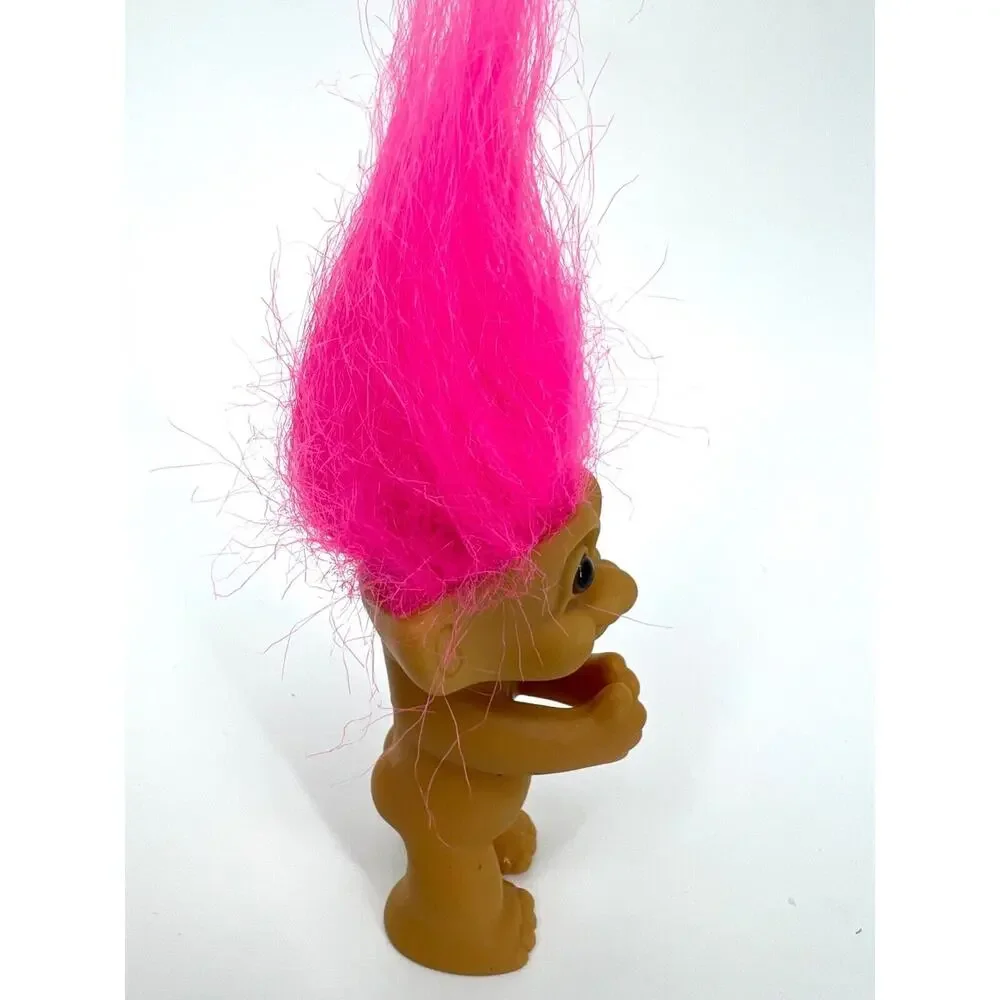 Vintage Russ Lucky Troll Doll Pink Hair Brown Eyes Clapping Hands